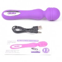 Wand Massager12 Function Silicone Rechargeable PURPLE